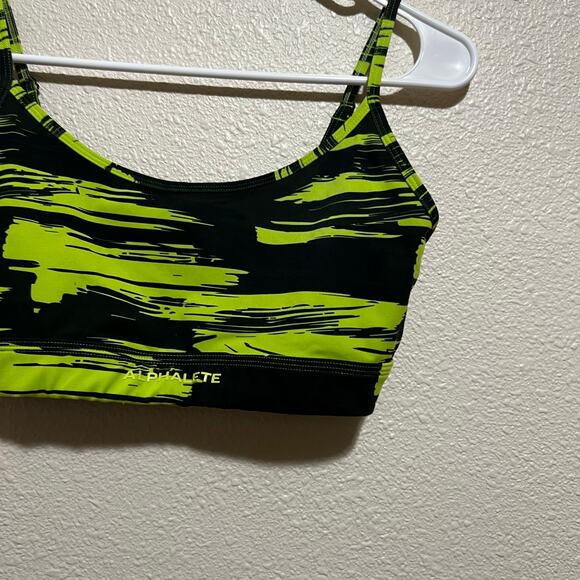 Alphalete Surface Limitless Bra in black lime green stain SMALL - Picture 3 of 7